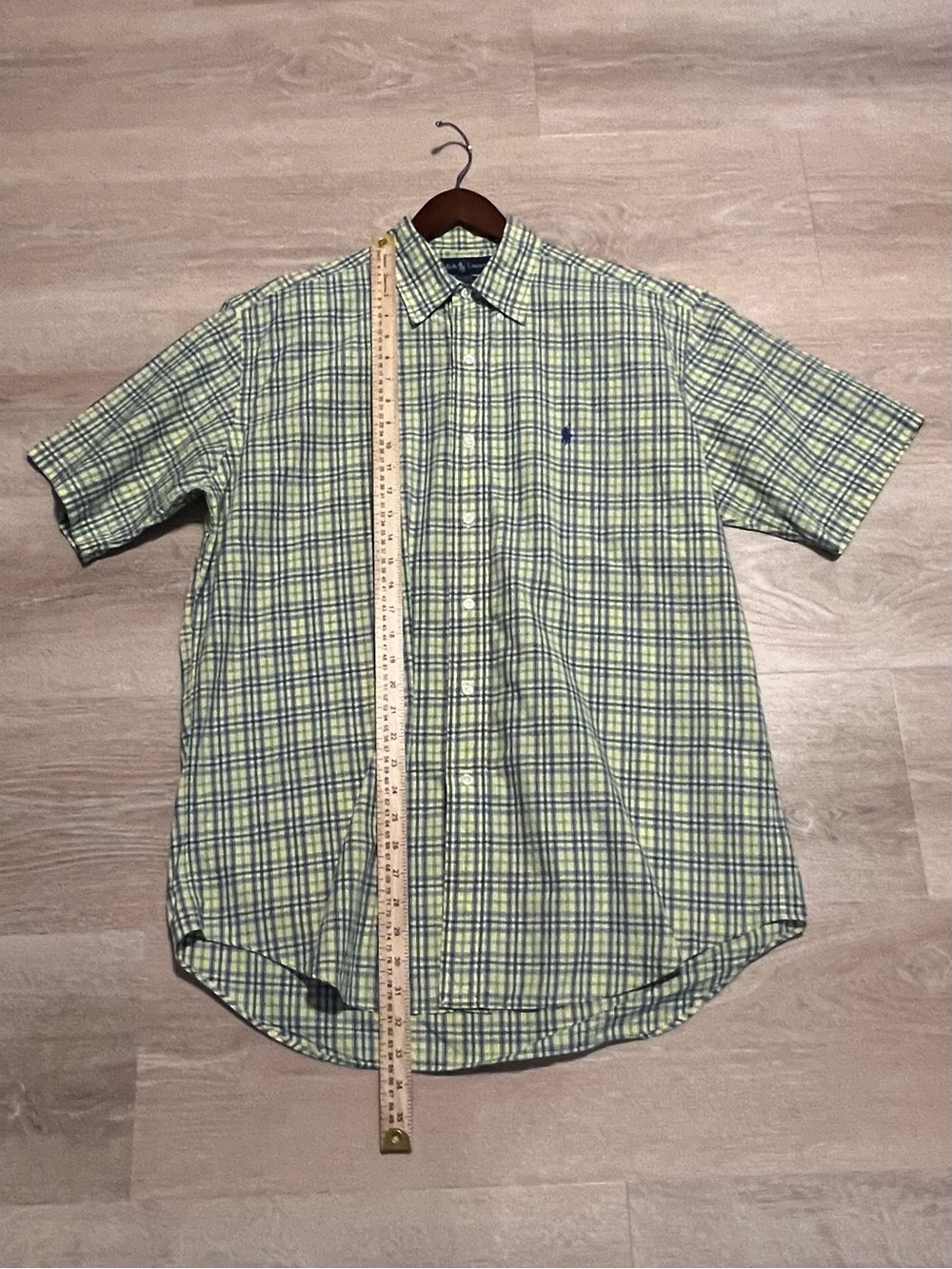 Ralph‎ Lauren Short-Sleeve Plaid Button-Down Shirt - Yellow & Blue Size Medium - Picture 5 of 10
